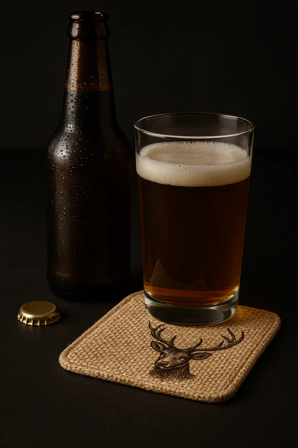 Personalized Custom-Engraved Burlap Bottle Opener & Coaster