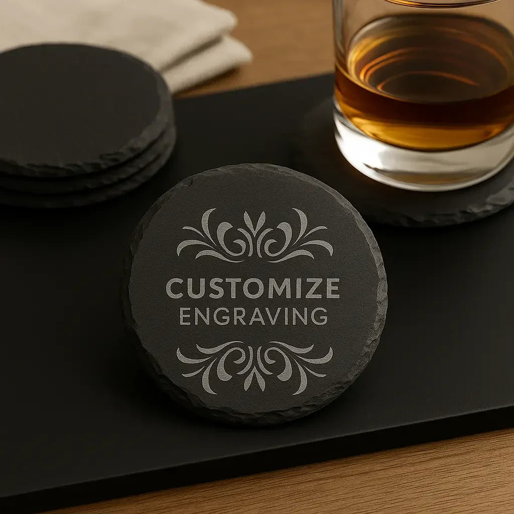 Black Slate Coaster with Customize Engraving
