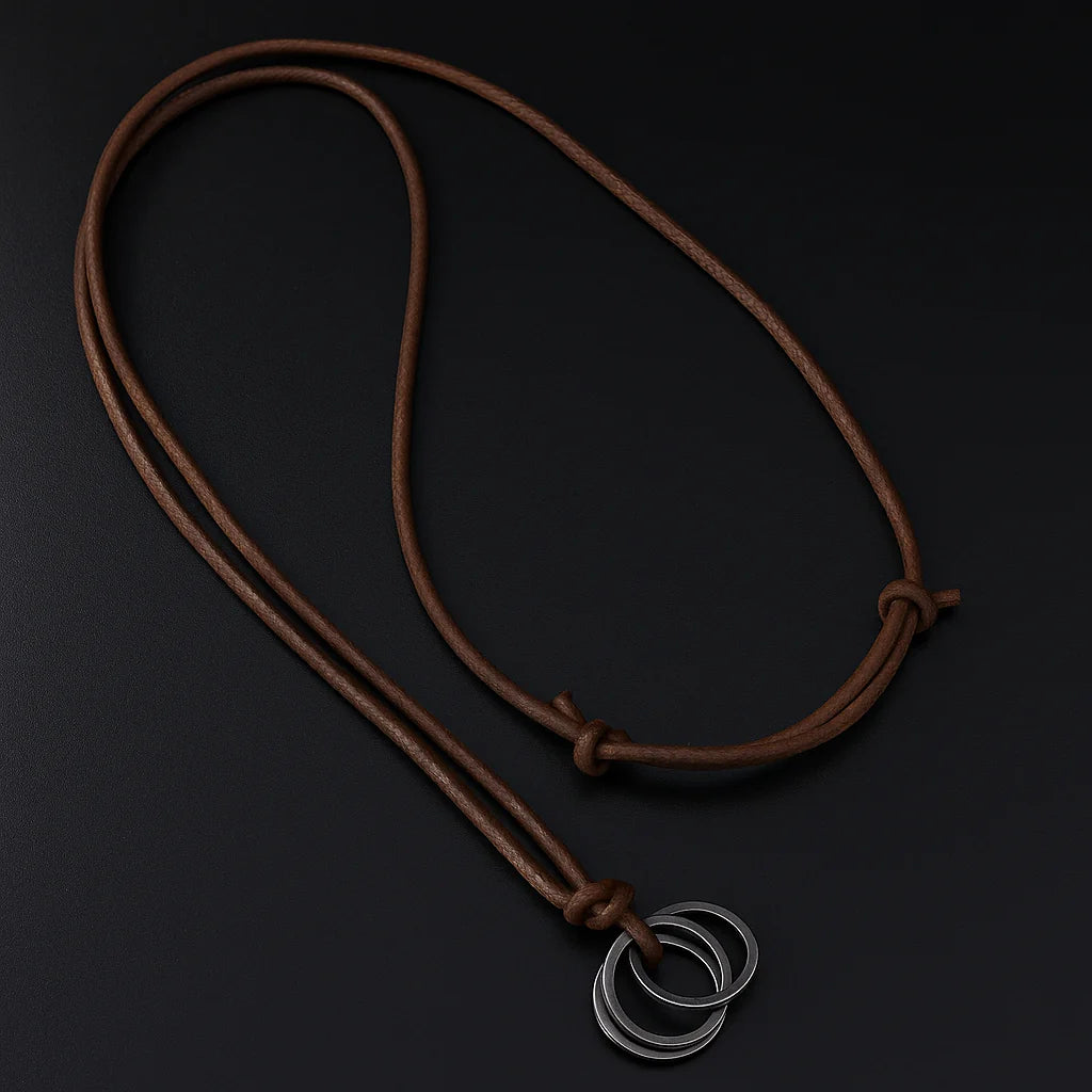 Handcrafted Leather Cord Necklace — Minimalist Brown Design