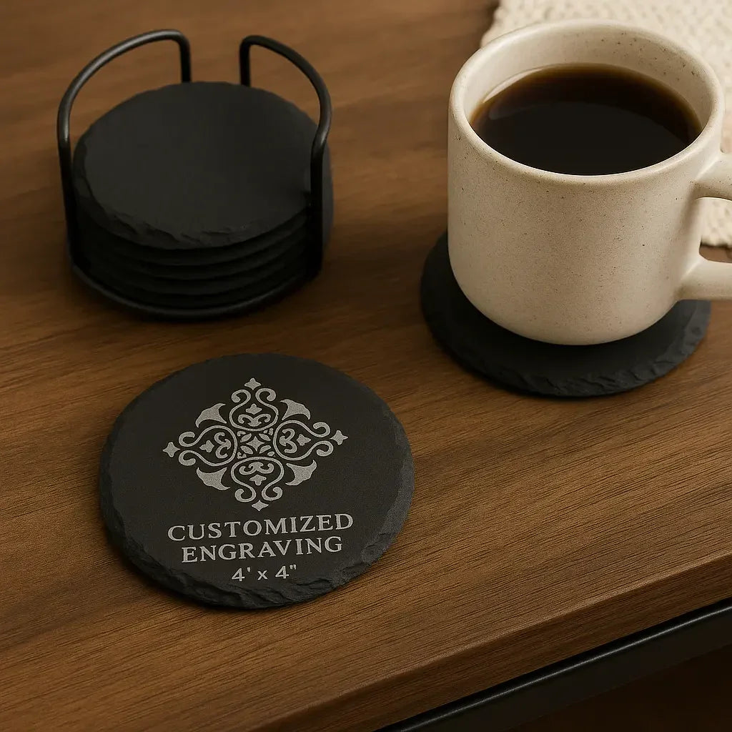 Black Slate Coaster with Customize Engraving