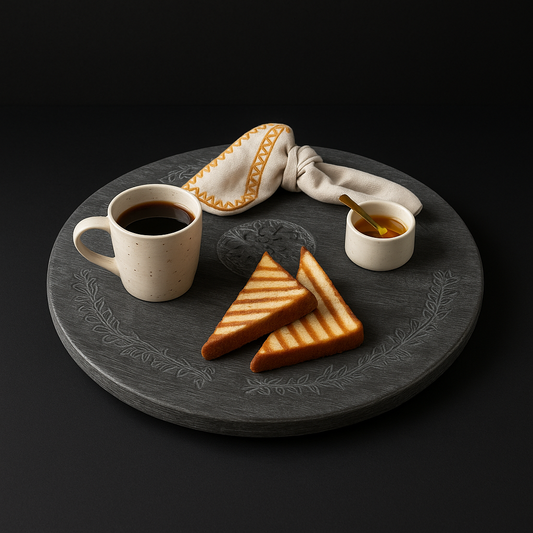 Handmade Mango Wood Serving Tray with Lazy Susan