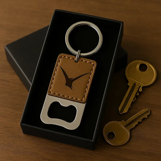 Custom Leather Keychain with Bottle Opener