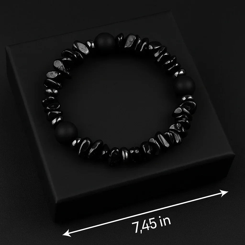 Black Onyx and Black Chip Stone Bead Bracelet