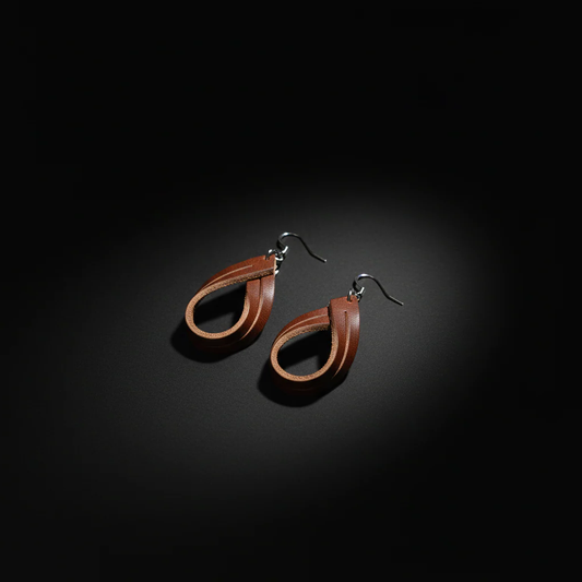 Double Hoop Leather Earrings – Modern & Minimal
