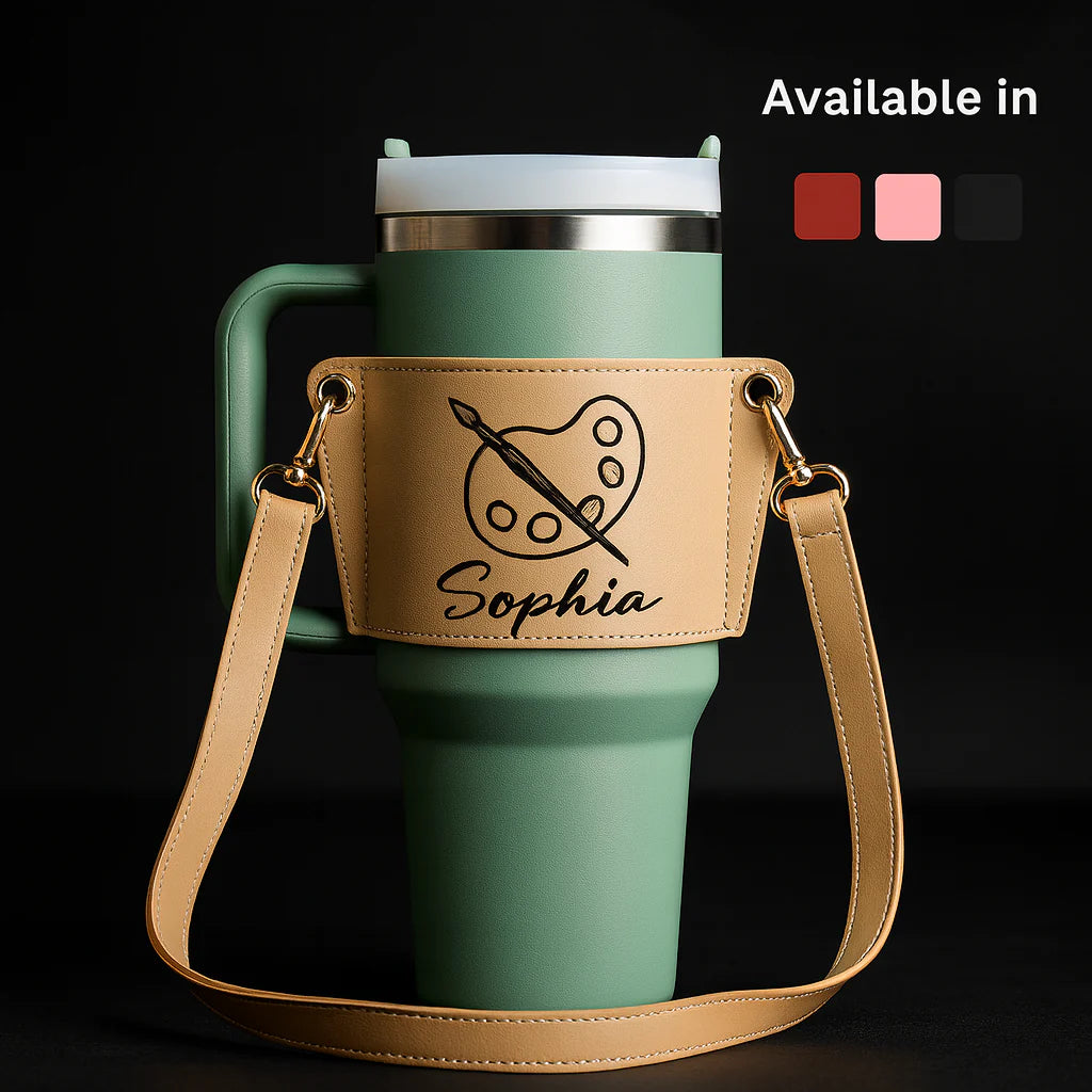 Personalized Leather Tumbler Carrier — 40 oz