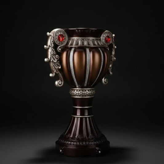 Delicata Bronze & Silver Urn Vase — 17.5" Vintage Centerpiece