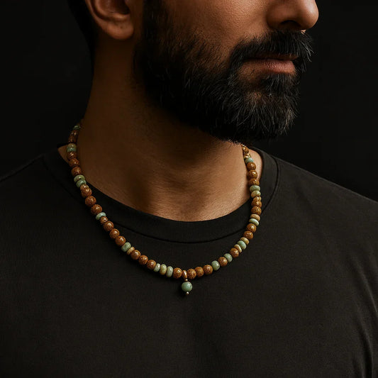 Handmade Bark Stone Chip Beads Necklace