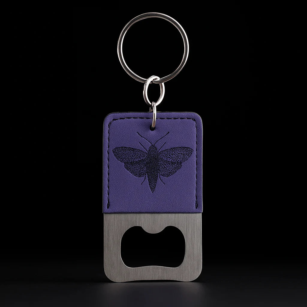 Personalized Custom-Engraved Leather Keychain with Bottle Opener