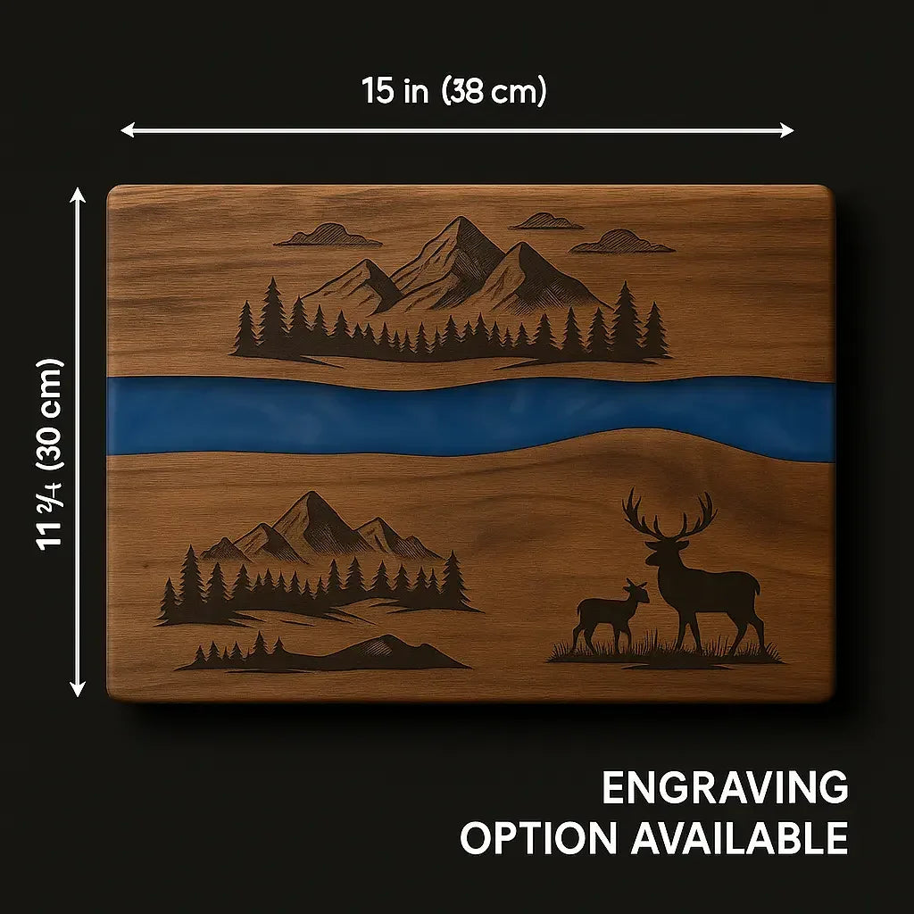 Acacia with Blue Pearl Resin Serving Board