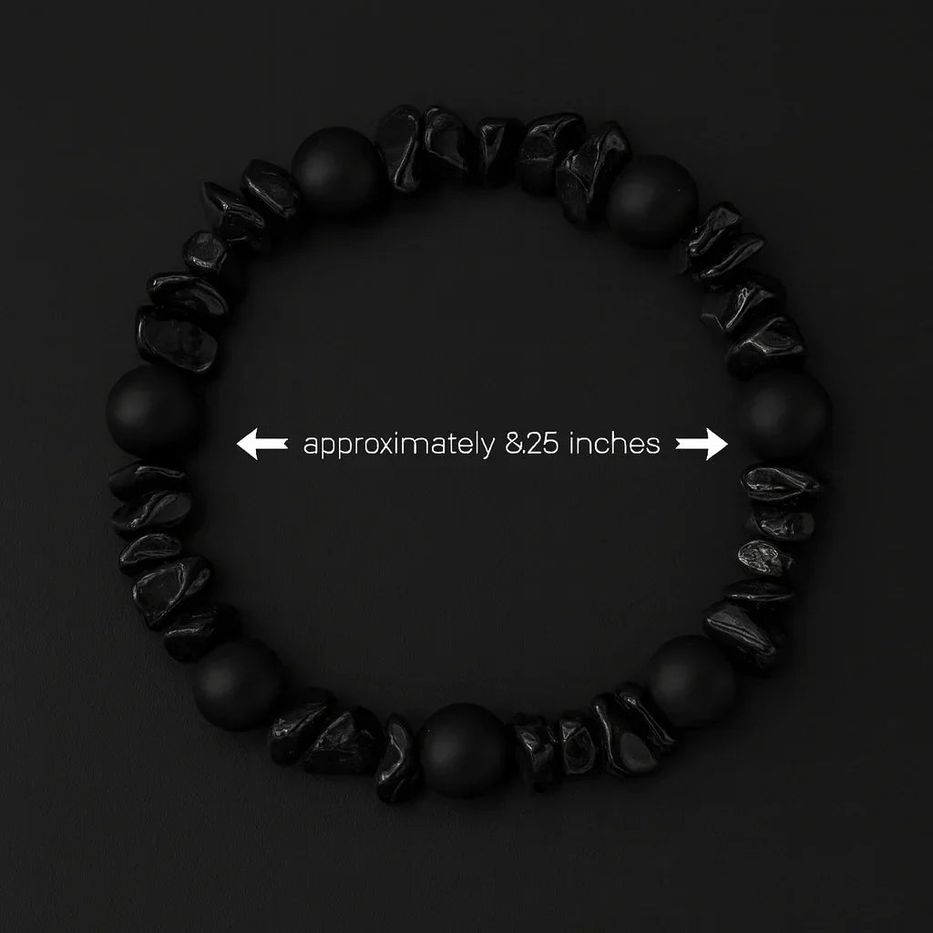 Black Onyx and Black Chip Stone Bead Bracelet
