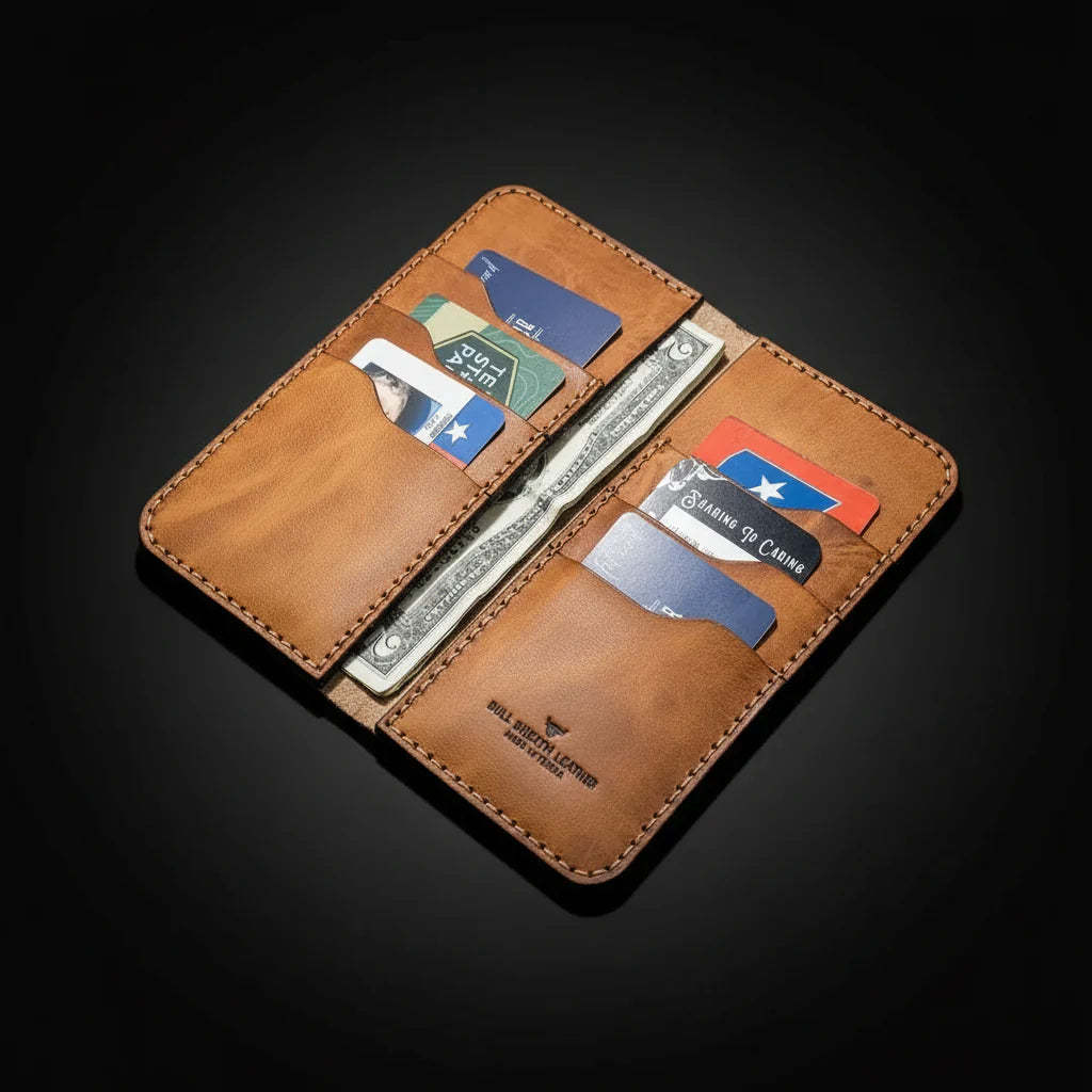 Handmade Full-Grain Leather Long Wallet – Personalized