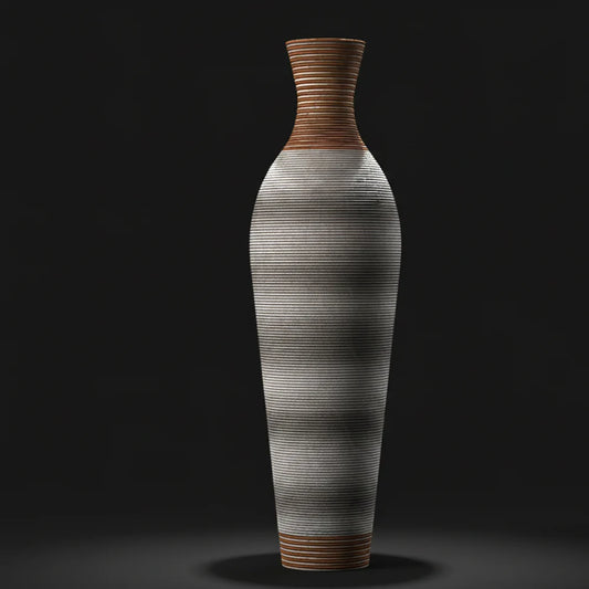 39" Tall Brown Artificial Rattan Floor Vase — Decorative Holder