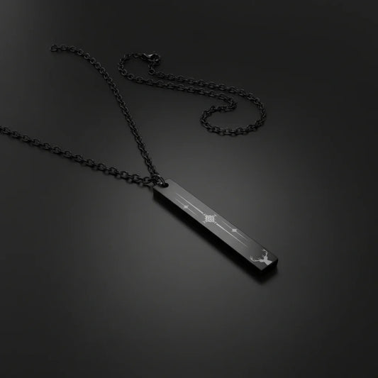 Engraved Vertical Bar Necklace – Minimalist Stainless Steel Geometric Pendant (18” Chain)