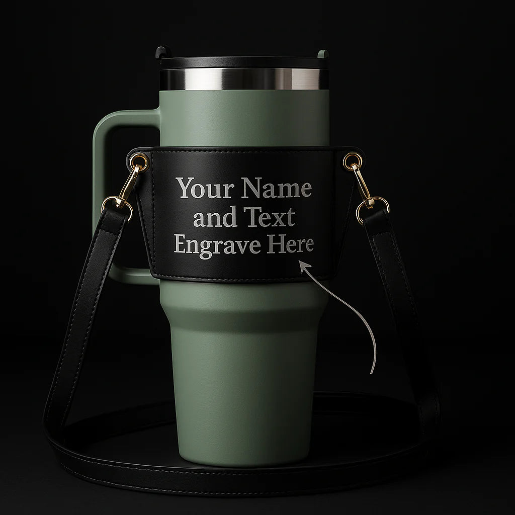 Personalized Leather Tumbler Carrier — 40 oz