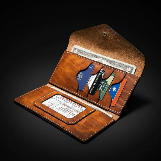 Handmade Chestnut Brown Leather Clutch Wallet