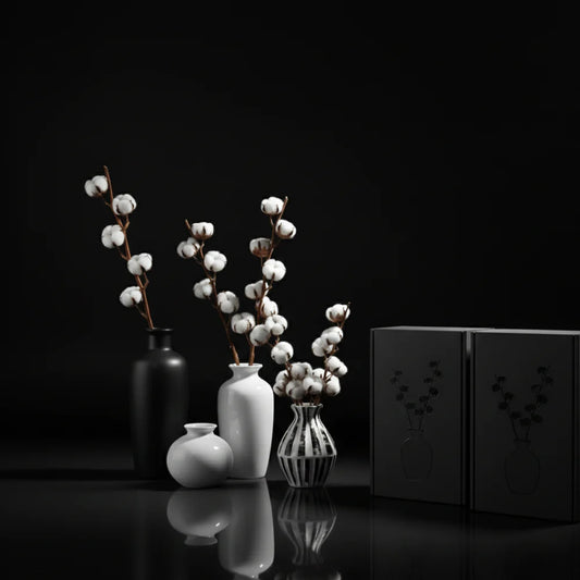 Domestar 30Pcs Natural Dried Cotton Stems 15" Real Cotton Bolls for Farmhouse Vase Decor