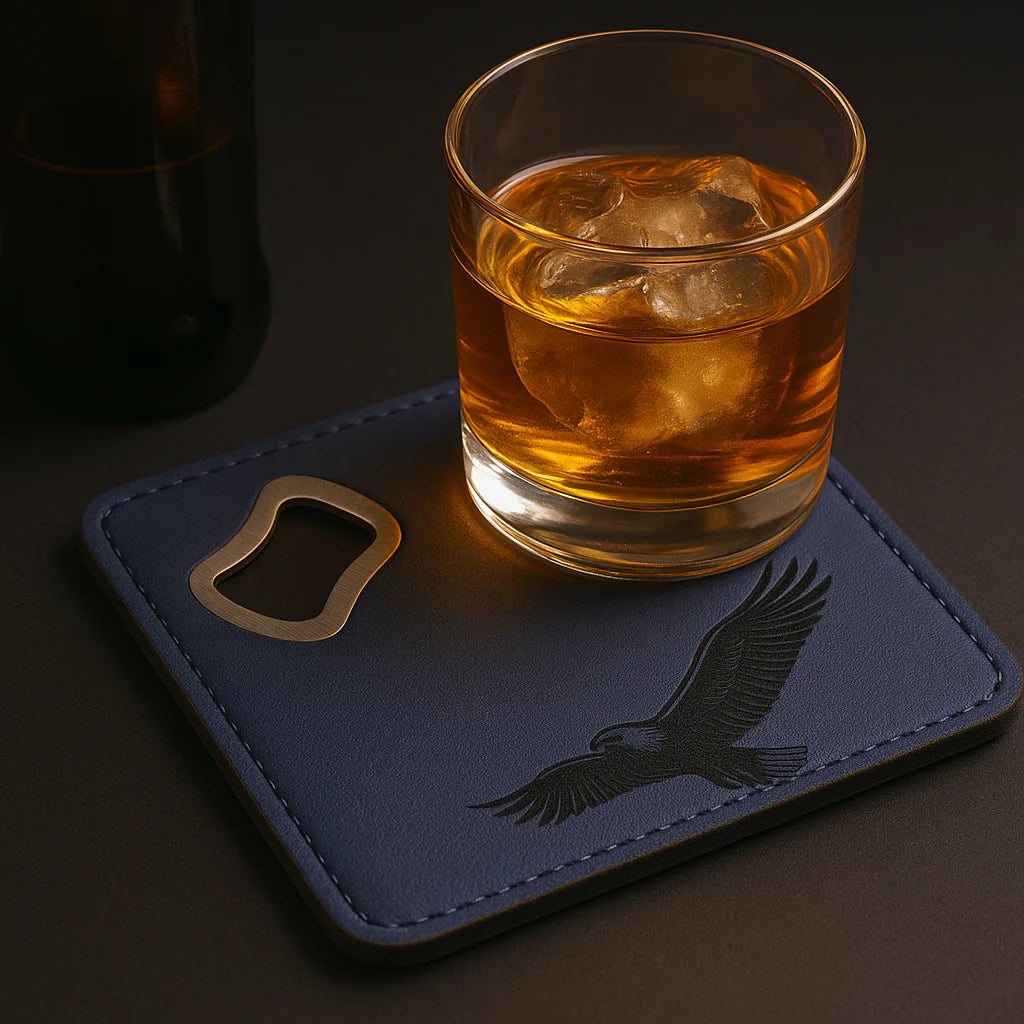 Personalized Custom-Engraved Leather Keychain with Bottle Opener