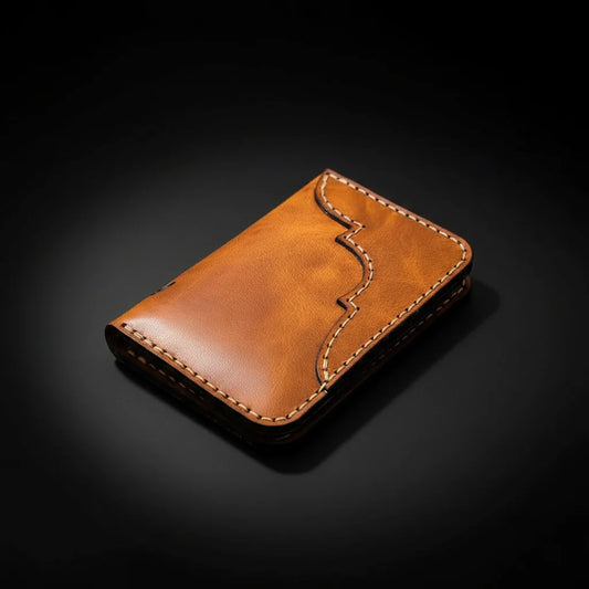 Handmade Full-Grain Leather Vertical Wallet – Personalized