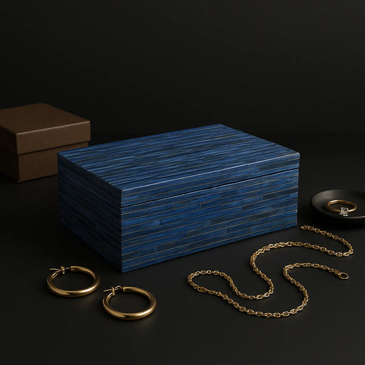 Handcrafted Sky Blue Bone Inlay Decorative Storage Box