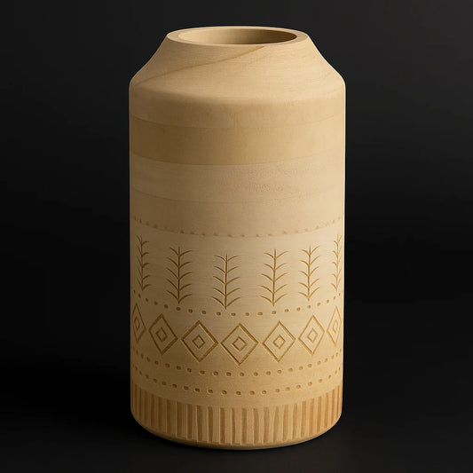 Handmade Modern Wood Accent Vase - Ceramic Bamboo Design